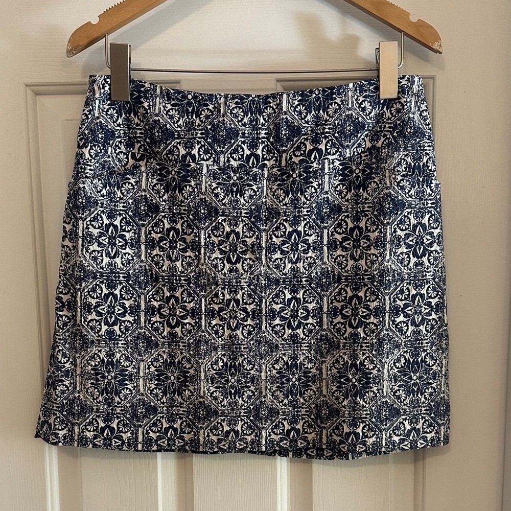 Elliott Lauren navy white printed skirt size 8